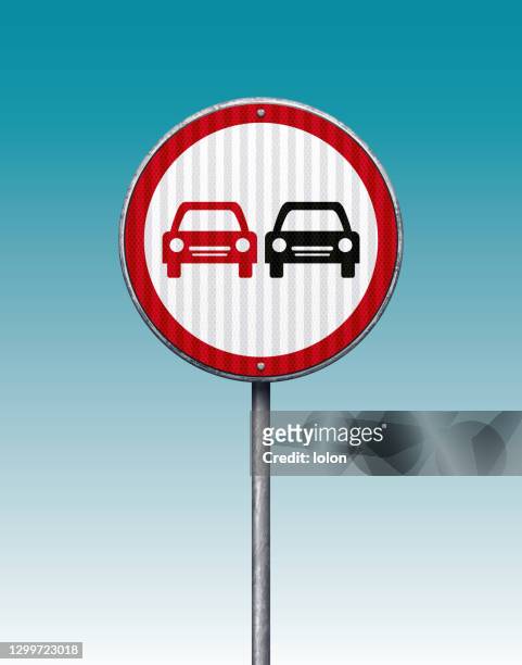 weathered no overtaking road sign - reflector stock illustrations
