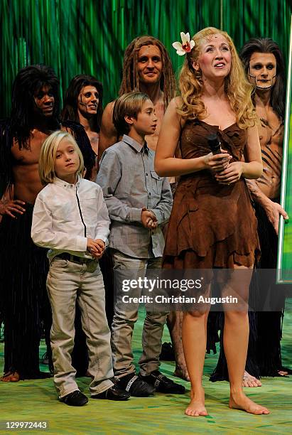 Both sons of Phil Collins Matthew Collins and Nickola, Elisabeth Huebert and Alexander Klaws attend Tarzan Musical 3rd anniversary at Theatre "Neue...