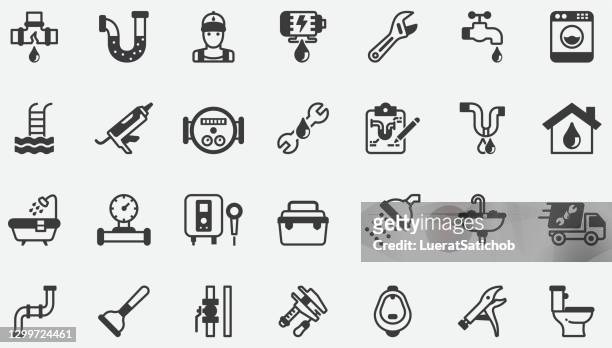 water service,plumbing concept icons - plunger stock illustrations