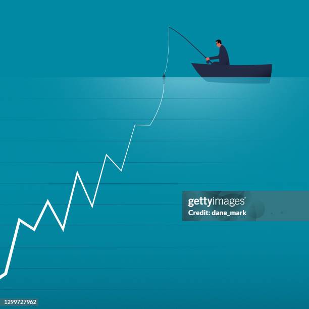 investing in the stock market - fisherman stock illustrations