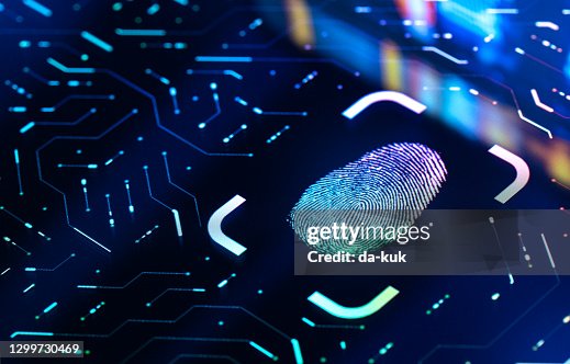 Pulsante di autenticazione biometrica delle impronte digitali. Concetto di sicurezza digitale Pulsante di autenticazione biometrica delle impronte digitali. Concetto di sicurezza digitale