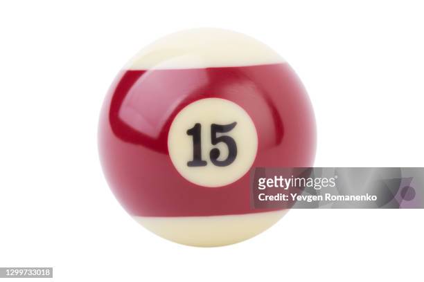 billiard ball number 15 on a white background - pool ball stock pictures, royalty-free photos & images