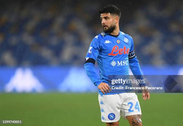 Lorenzo Insigne of SSC Napoli during the Serie A match between SSC Napoli and Parma Calcio at Stadio Diego Armando Maradona on January 31, 2021 in...