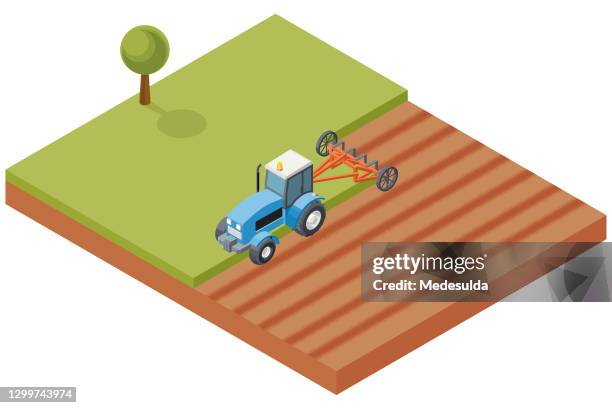 ilustraciones, imágenes clip art, dibujos animados e iconos de stock de arado agrícola - agricultora