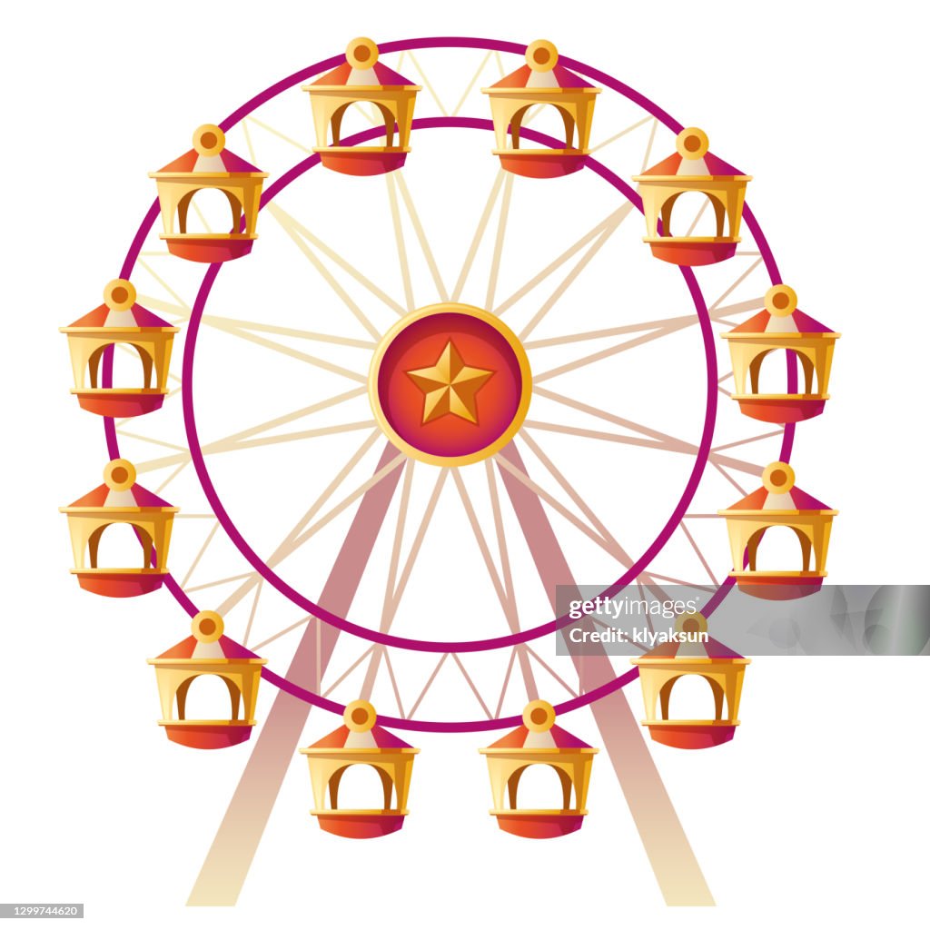 Cartoony Rides Vector Cartoon Ferris Wheel On Carnival Funfair High-Res Vector Graphic ...