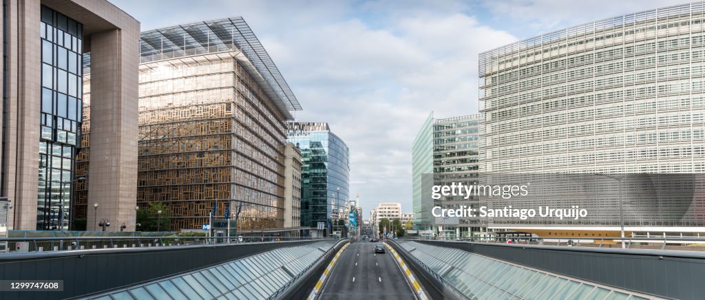 European Commission and Council buildings in European district of Brussels