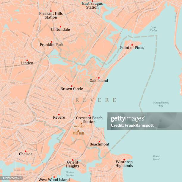 ma suffolk revere vector road map - suffolk county massachusetts stock illustrations