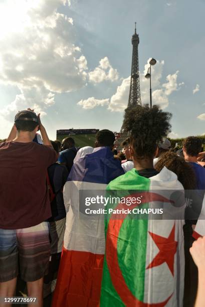 Supporters dans la fan zone, 15 juillet 2018, Paris, France.