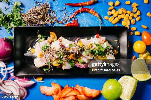 ceviche, traditional dish from peru - ceviche stock pictures, royalty-free photos & images