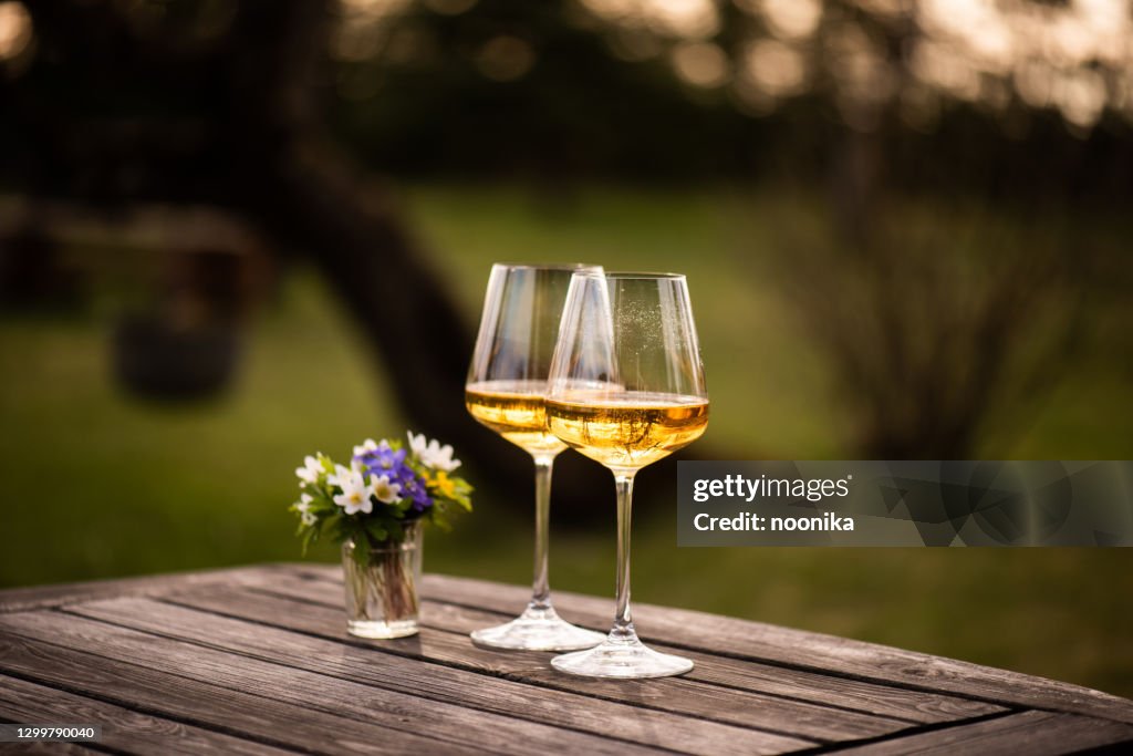 Two glasses of sparkling wine