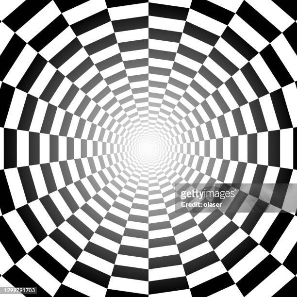 turning tunnel made of large squares., into bright light - bright future stock illustrations