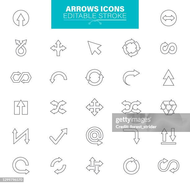 arrow icons editable stroke - cursor stock illustrations