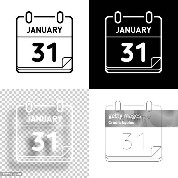 january 31. icon for design. blank, white and black backgrounds - line icon - 31 january stock illustrations