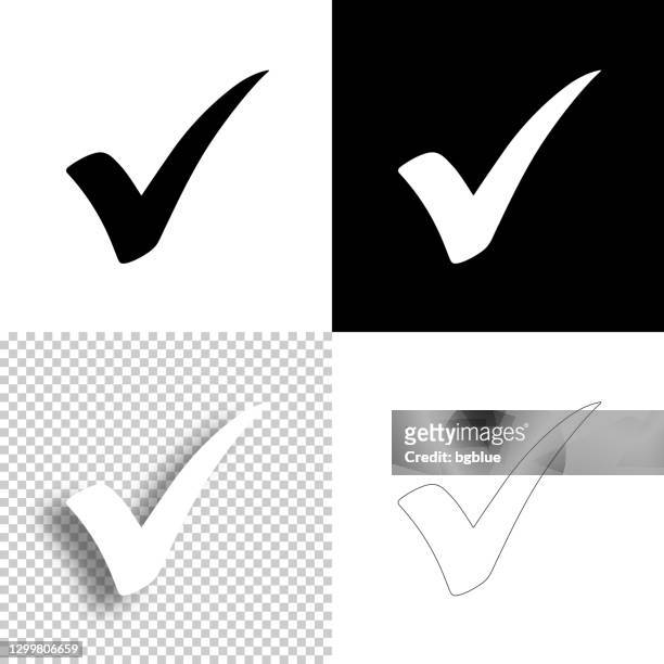 check mark. icon for design. blank, white and black backgrounds - line icon - looking over stock illustrations