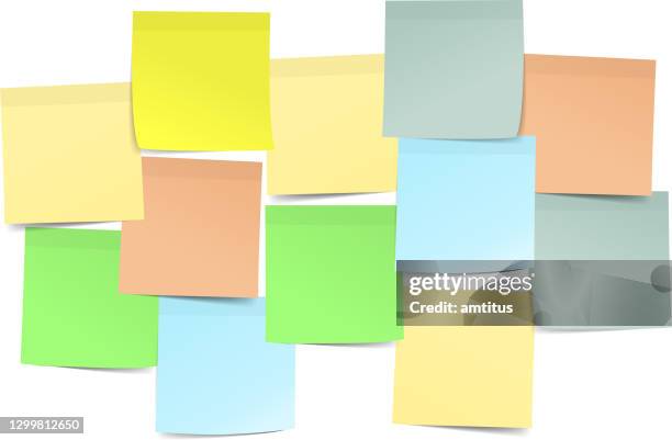 illustrazioni stock, clip art, cartoni animati e icone di tendenza di gruppo note postit - to do list