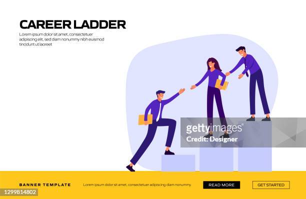 career ladder concept vector illustration for website banner, advertisement and marketing material, online advertising, business presentation etc. - role model stock illustrations
