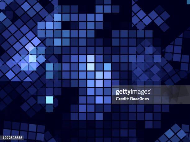 abstract template - layeres with blue tiles - pixel art stock pictures, royalty-free photos & images