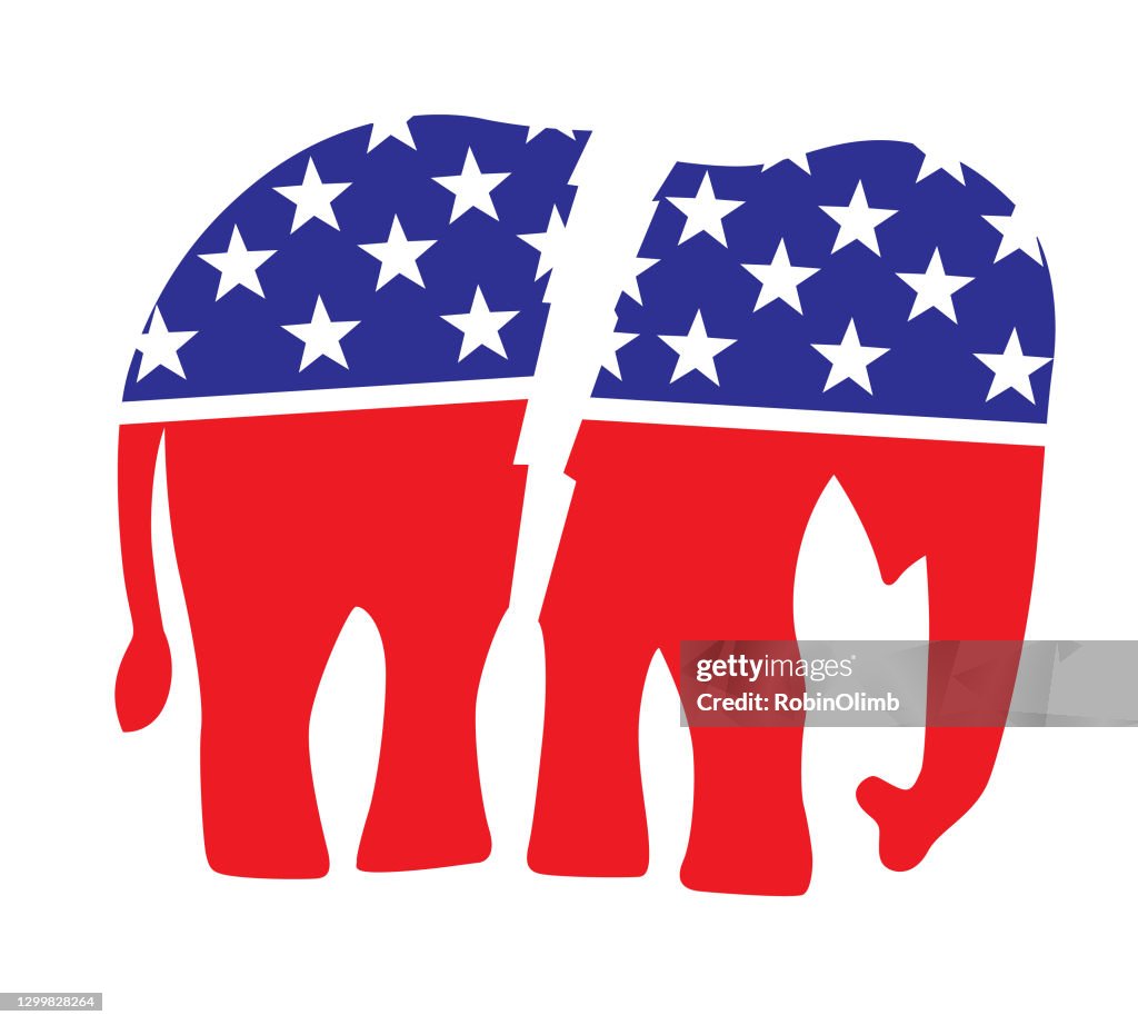 Broken Red White And Blue Elephant