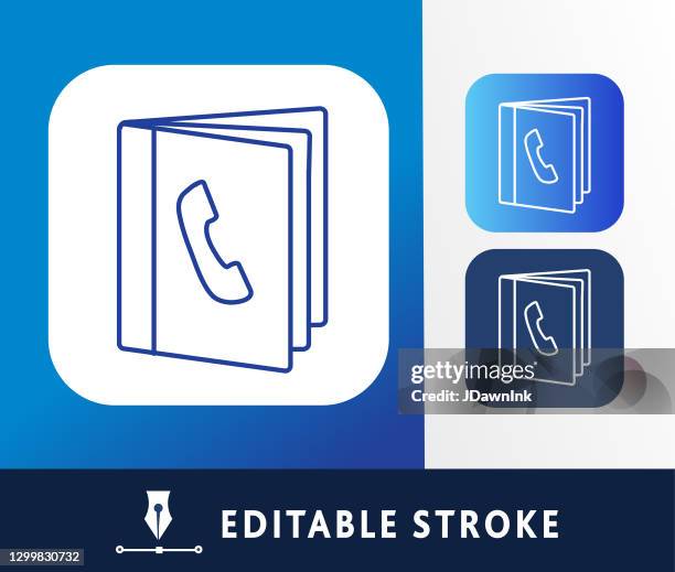 customer service and contact information phone book thin line icon - editable stroke - telephone directory stock illustrations