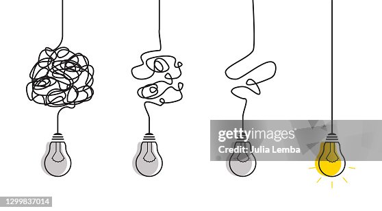 Simplification Streamlining Process With Lightbulbs High-Res Vector ...