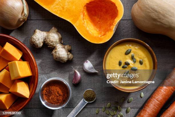 butternut squash soup - butternut stock pictures, royalty-free photos & images