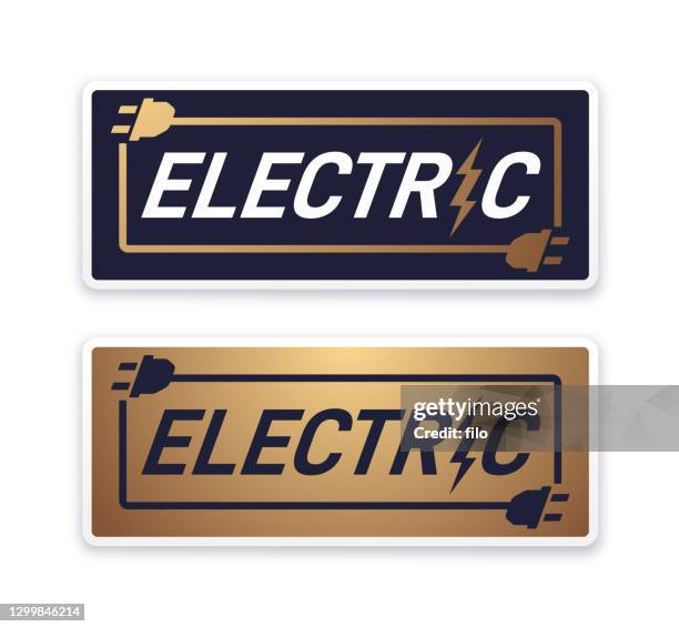 electric badge - rectangle logo stock illustrations