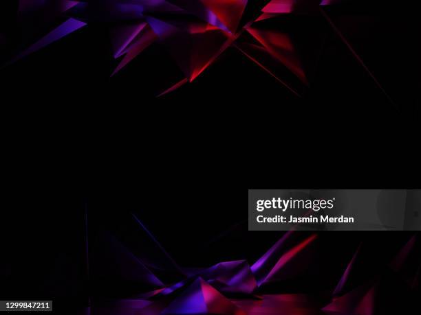 ultraviolet red neon laser crystal copy space background - diamonds black stock-fotos und bilder