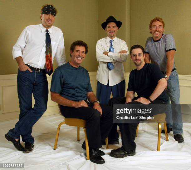 Actors : Leif Garrett, Barry Williams, Corey Feldman, Dustin Diamond and Danny Bonaduce are photographed for Los Angeles Times on August 25, 2003 in...