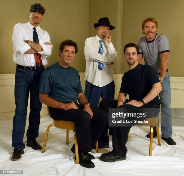 Actors : Leif Garrett, Barry Williams, Corey Feldman, Dustin Diamond and Danny Bonaduce are photographed for Los Angeles Times on August 25, 2003 in...