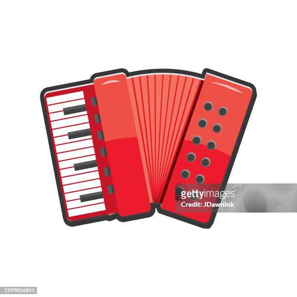 full color accordion music instrument icon - accordion stock illustrations