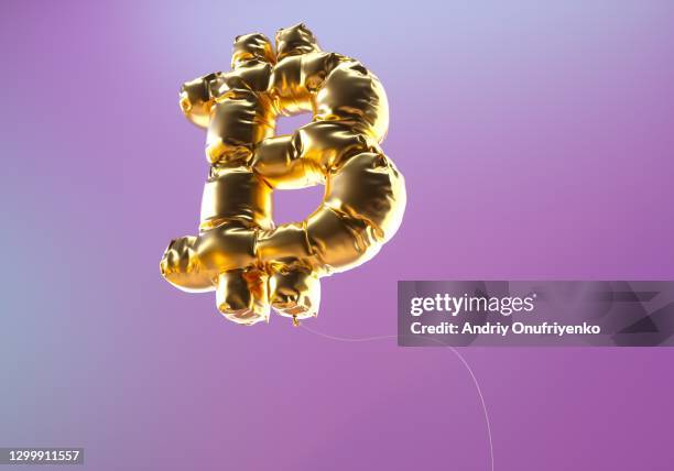 bitcoin sign balloon - bitcoin stock pictures, royalty-free photos & images