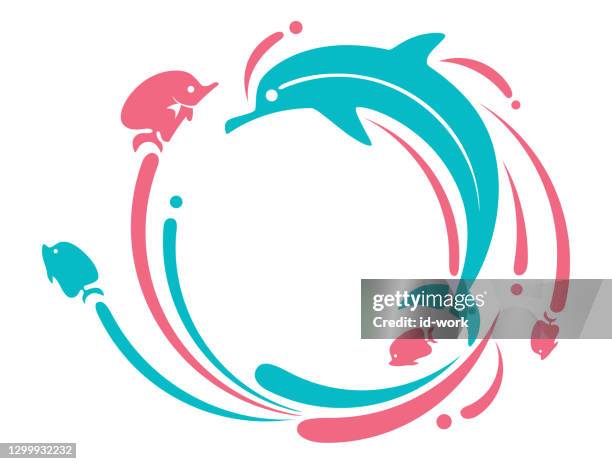 jumping dolphin symbol - dolphin jumping stock illustrations