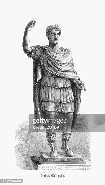 ilustraciones, imágenes clip art, dibujos animados e iconos de stock de calígula, 12 d.c. -41 d.c., emperador romano, grabado en madera, publicado en 1893 - caligula