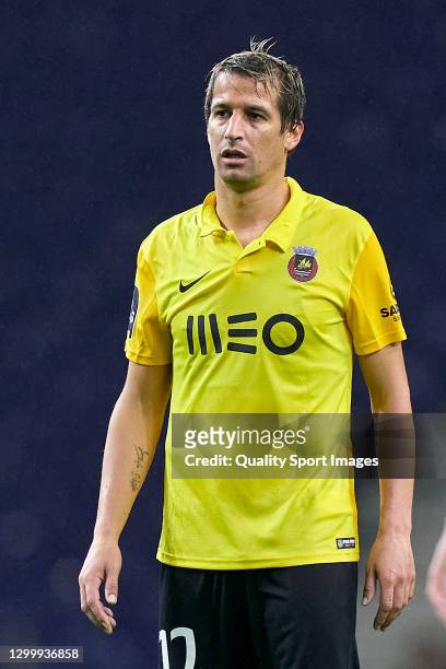 Fabio Coentrao of Rio Ave FC looks on during the Liga NOS match between FC Porto and Rio Ave FC at Estadio do Dragao on February 01, 2021 in Porto,...