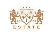 Luxury Lion key estate crest icon