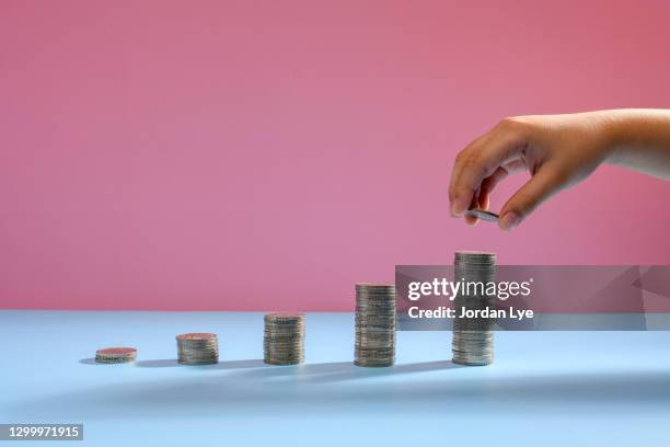 money coins arranged as a graph - coins euro bildbanksfoton och bilder