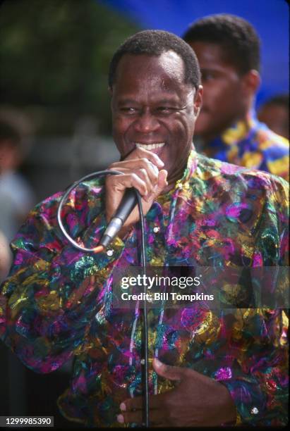 July 29: MANDATORY CREDIT Bill Tompkins/Getty Images Johnny Ventura performs at Central Park Summerstage on July 29, 1995 in New York City.