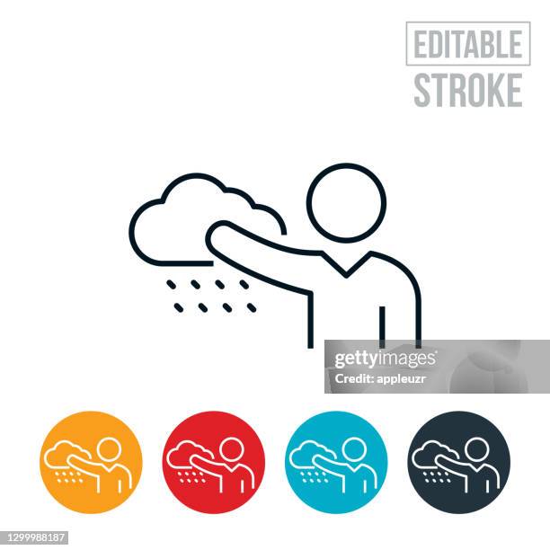 weather forecaster reporting on weather thin line icon - editable stroke - weather map stock illustrations