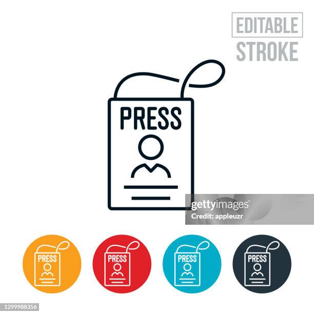 press pass thin line icon - editable stroke - security badge stock illustrations