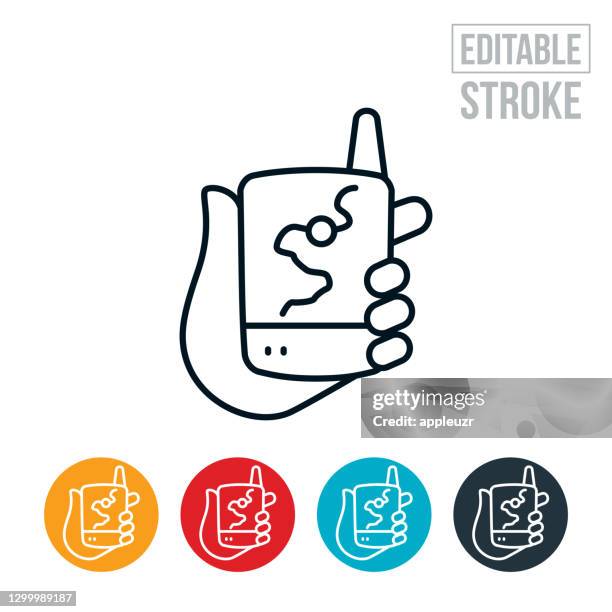 handheld gps thin line icon - editable stroke - location tracking stock illustrations