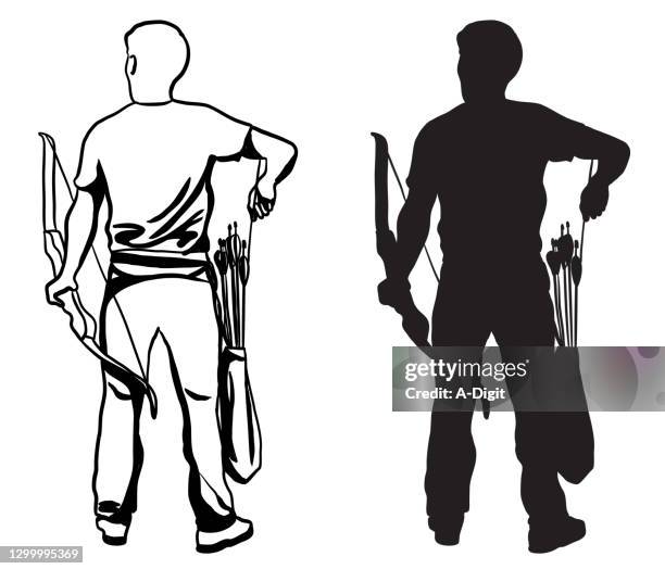 archery practice silhouette - hunter stock illustrations