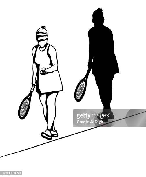 tennis match pre-serve silhouette - squash sport stock illustrations