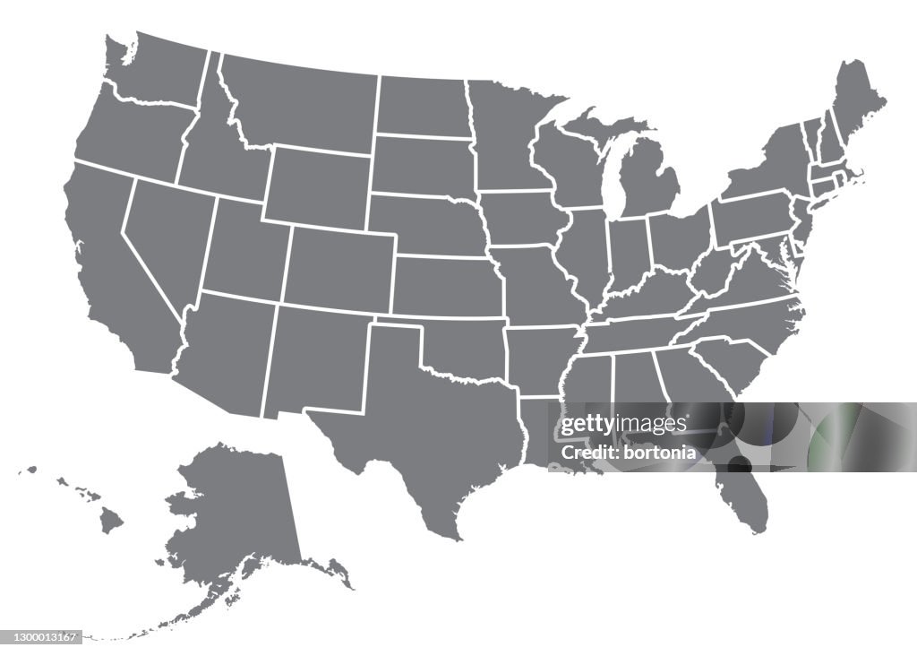 美國地圖剪影