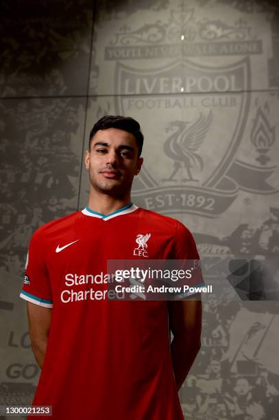 Ozan Kabak new signing of Liverpool at AXA Training Centre on February 02, 2021 in Kirkby, England.