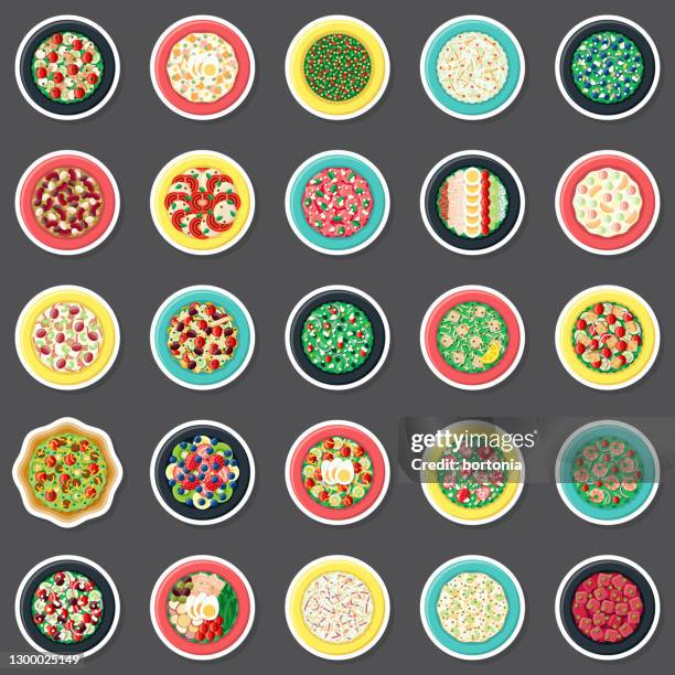 salads sticker set - chef salad stock illustrations