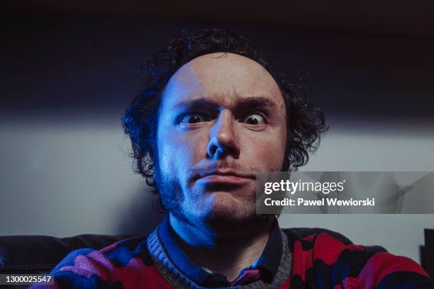 portrait of surprised man - sideburn stock pictures, royalty-free photos & images