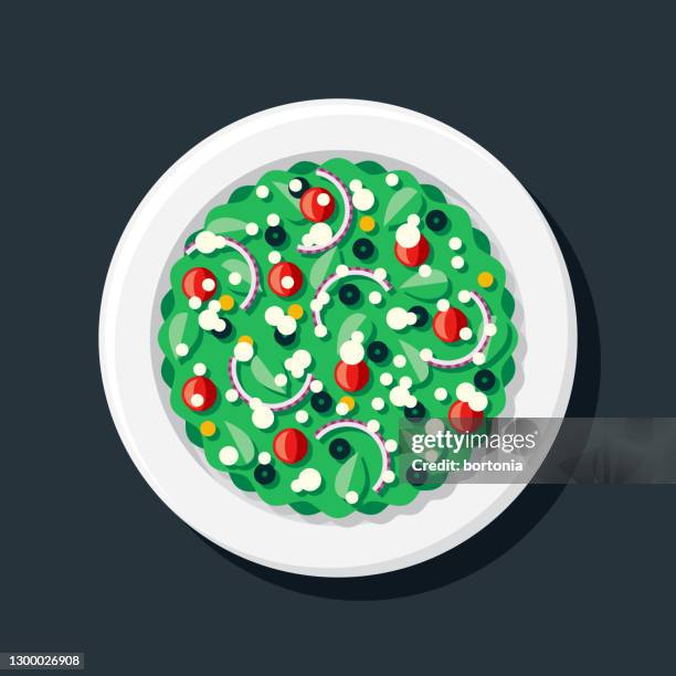 garden salad overhead icon - spinach overhead stock illustrations