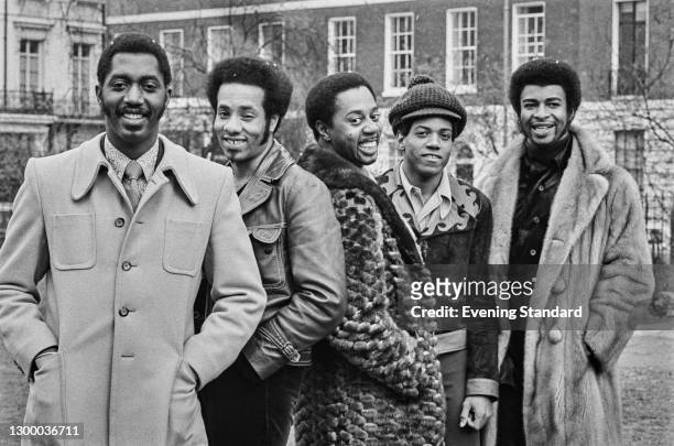 American Motown vocal group The Temptations, UK, April 1972. From left to right, they are singers Otis Williams, Richard Street , Melvin Franklin ,...