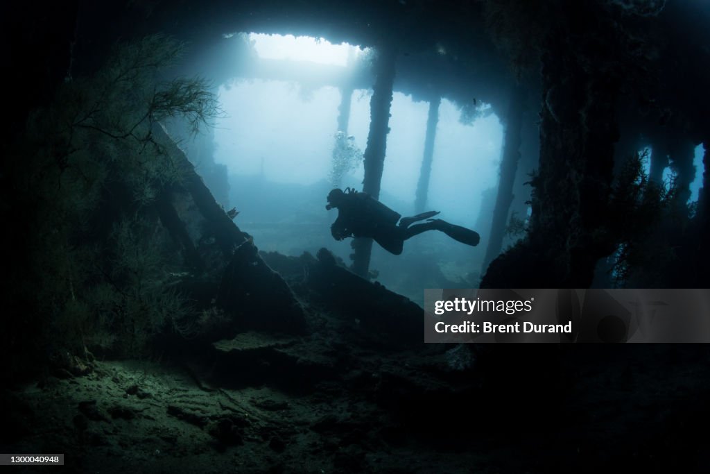 Scuba Diving Inside the USAT Liberty Wreck in Bali