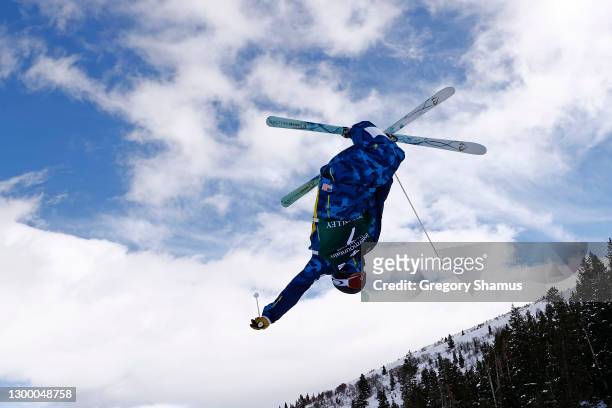 Bradley Wilson of the United States takes a training run for the Men's Moguls during the 2021 Intermountain Healthcare Freestyle International Ski...